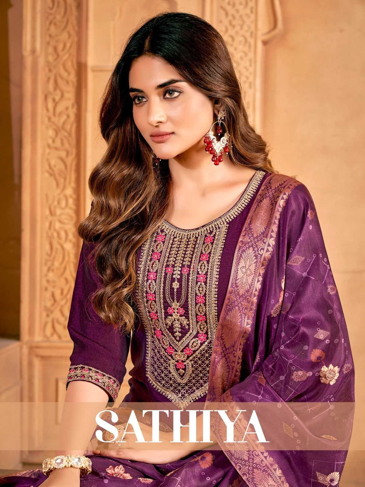 Banwery sathiya vichitra silk cotton readymade 3pcs dress