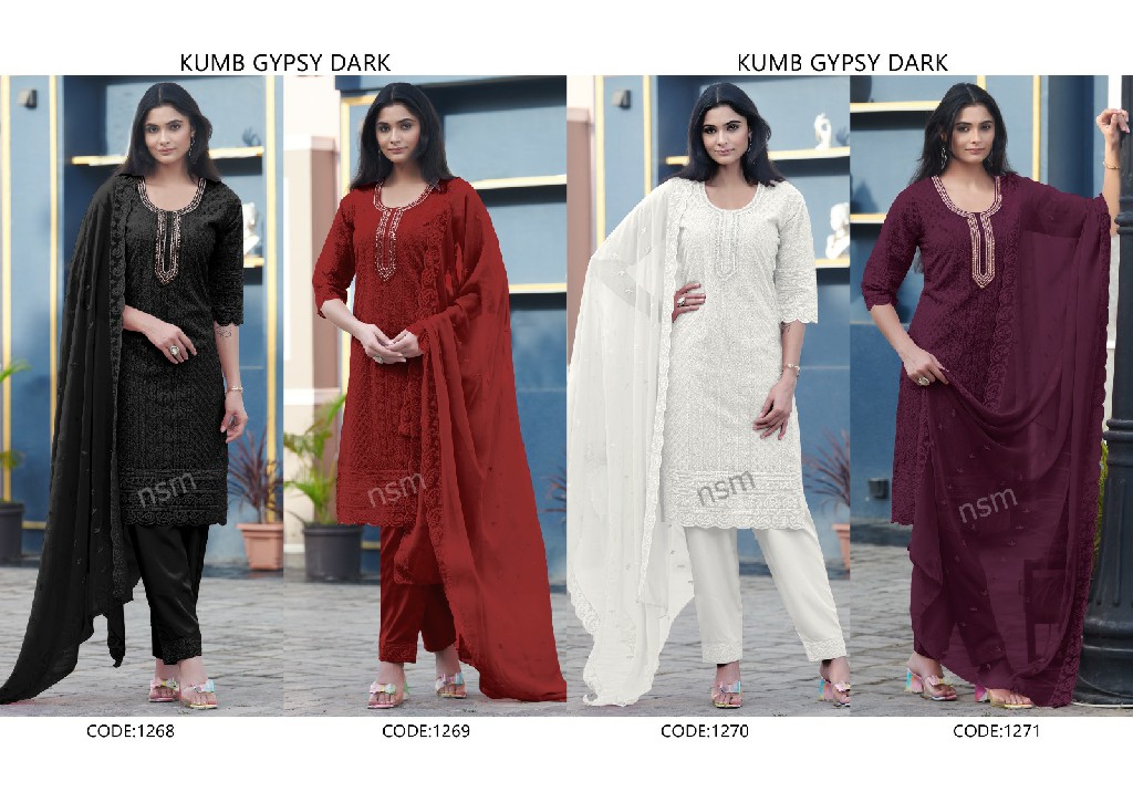 kumb gypsy georgette shiffli work full stitch salwar kameez