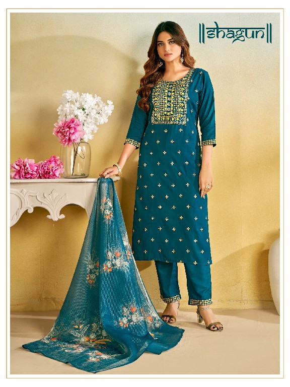 Banwery shagun embroidery fullstitch plus size rayon 3pcs dress