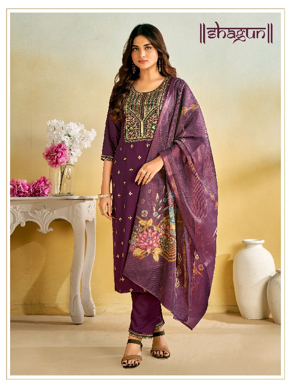 Banwery shagun embroidery fullstitch plus size rayon 3pcs dress