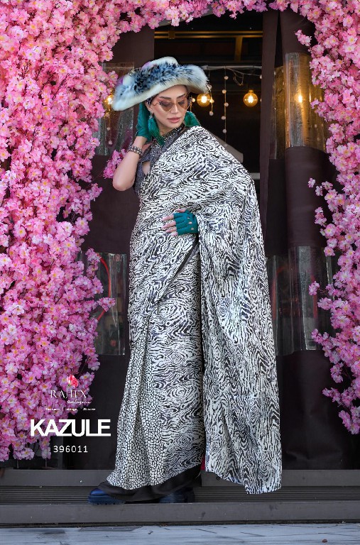 kazule by rajtex satin crepe printed trendy saree collection