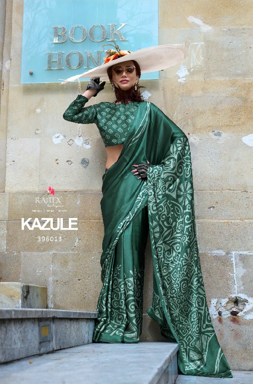 kazule by rajtex satin crepe printed trendy saree collection