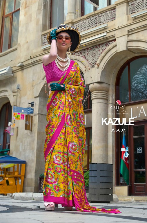 kazule by rajtex satin crepe printed trendy saree collection