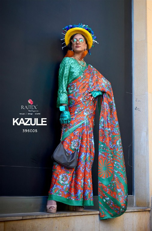 kazule by rajtex satin crepe printed trendy saree collection