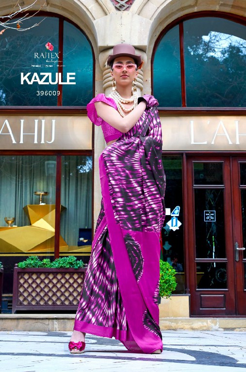 kazule by rajtex satin crepe printed trendy saree collection