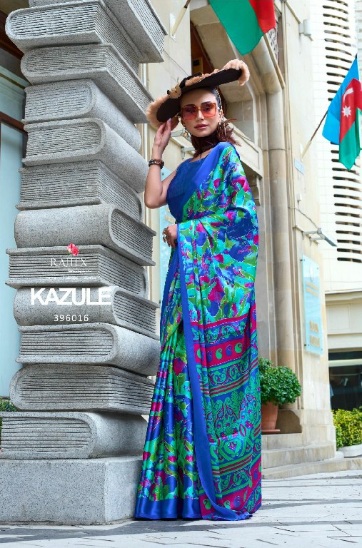 kazule by rajtex satin crepe printed trendy saree collection