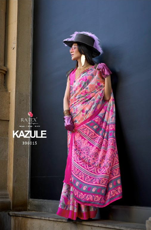 kazule by rajtex satin crepe printed trendy saree collection