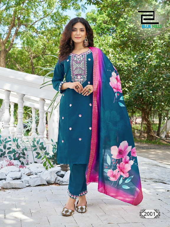 Blue Hills Skyline Vol-20 Wholesale Chinoon Silk Kurtis With Pant And Dupatta