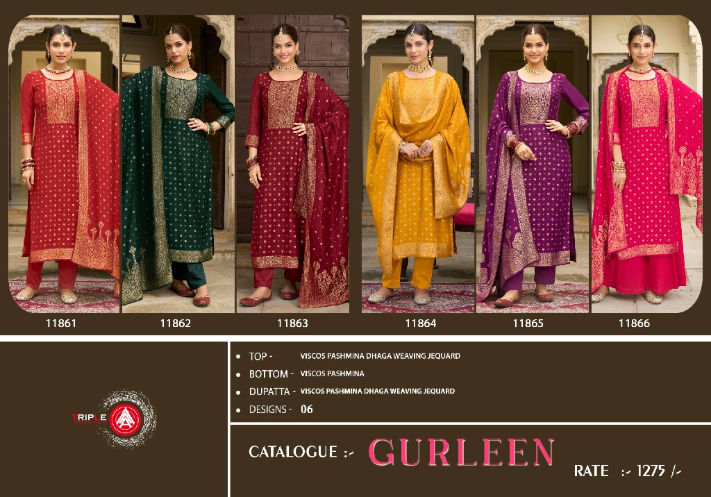 Triple AAA Gurleen Wholesale Viscose Pashmina Winter Suits