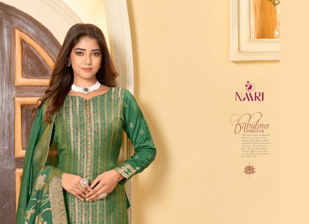 Naari Chamak Wholesale Pure Muslin Jacquard With Embroidery Work Dress Material