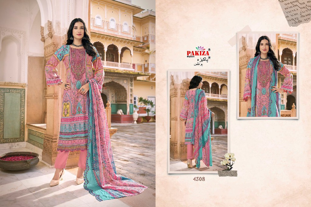 Pakiza Azra Vol-43 Wholesale Lawn Heavy Kashmiri Neck Work Dress Material