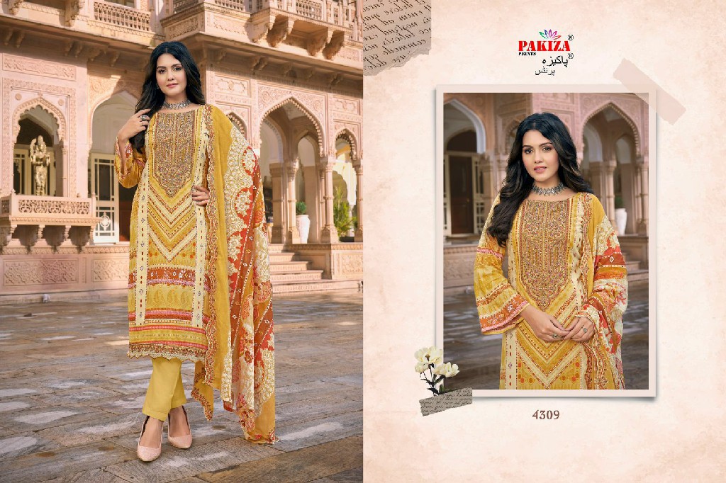 Pakiza Azra Vol-43 Wholesale Lawn Heavy Kashmiri Neck Work Dress Material