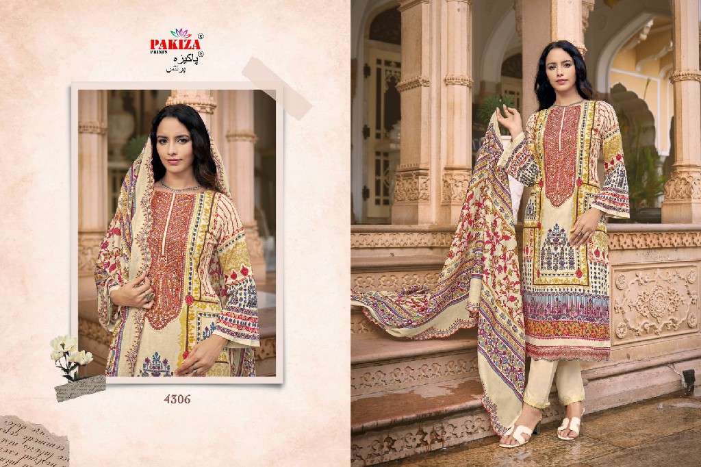 Pakiza Azra Vol-43 Wholesale Lawn Heavy Kashmiri Neck Work Dress Material