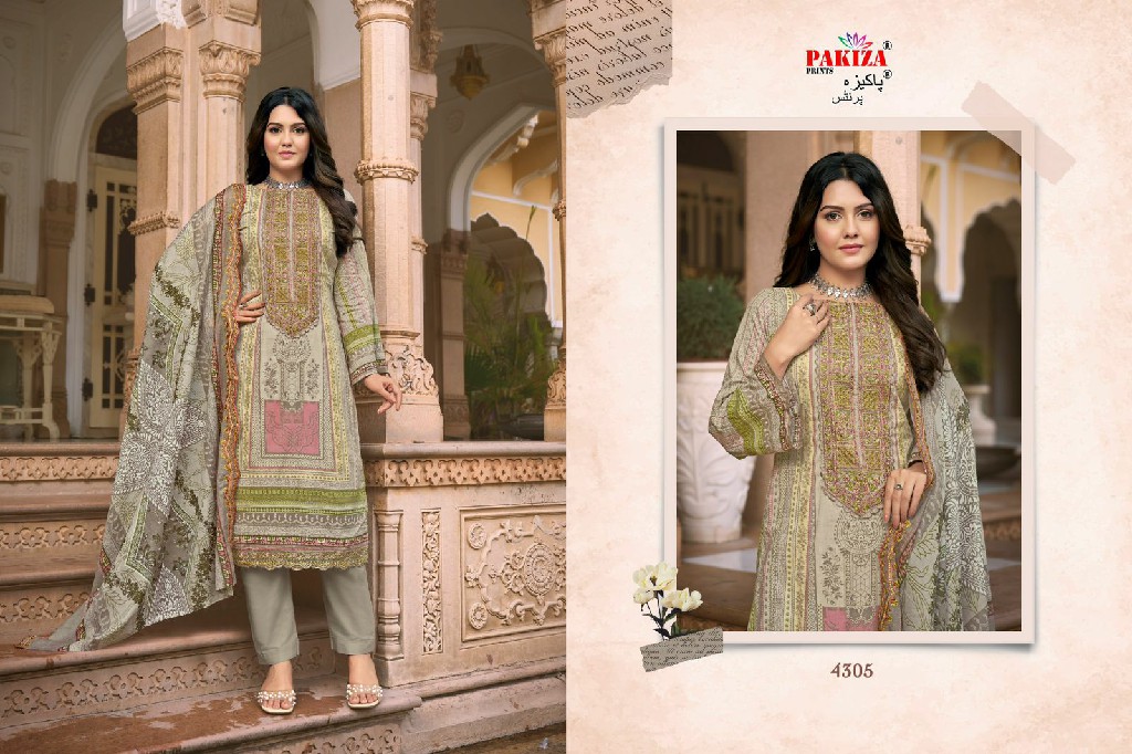 Pakiza Azra Vol-43 Wholesale Lawn Heavy Kashmiri Neck Work Dress Material