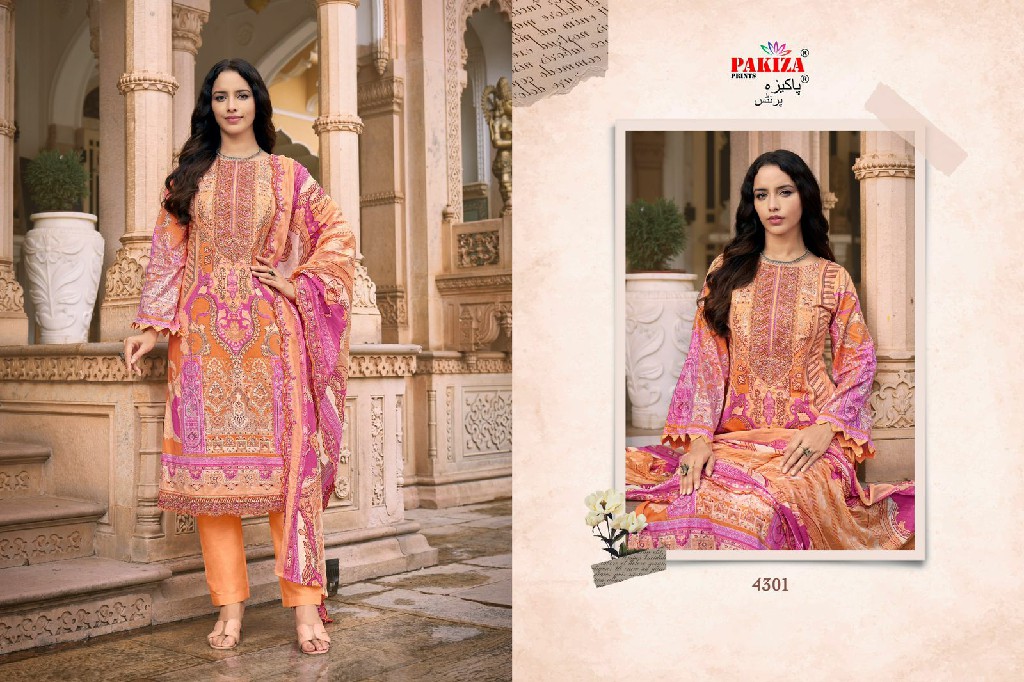 Pakiza Azra Vol-43 Wholesale Lawn Heavy Kashmiri Neck Work Dress Material