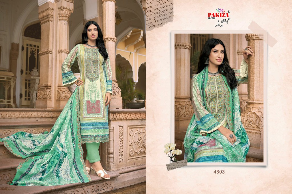 Pakiza Azra Vol-43 Wholesale Lawn Heavy Kashmiri Neck Work Dress Material