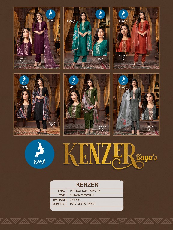 Kaya Kenzer Wholesale 3 Piece Straight Cut Work Concept Salwar Suits