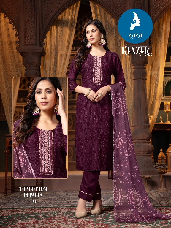 Kaya Kenzer Wholesale 3 Piece Straight Cut Work Concept Salwar Suits