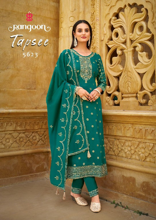 Rangoon Tapsee Wholesale Muslin Jacquard With Fancy Work Readymade Suits