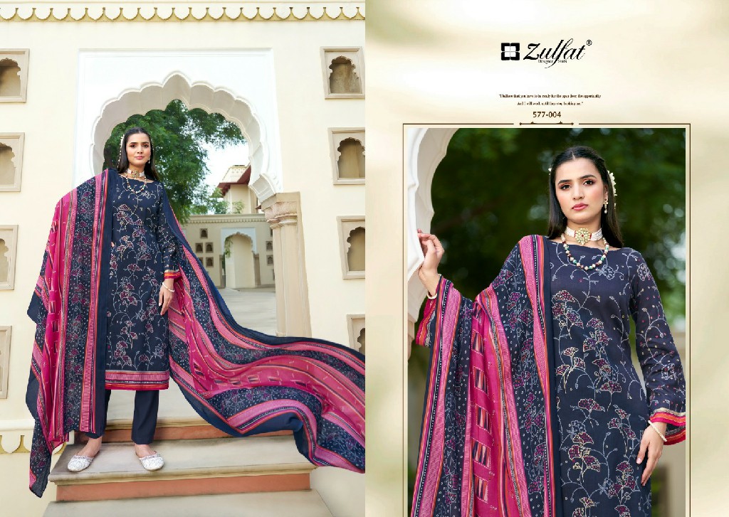 Zulfat Razia Wholesale Pure Jam Cotton With Foil Work Dress Material