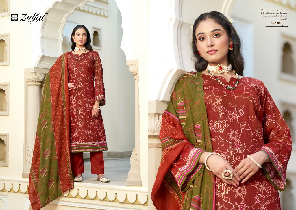 Zulfat Razia Wholesale Pure Jam Cotton With Foil Work Dress Material