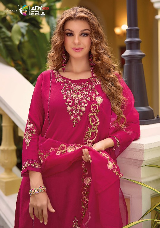 LADY LEELA SHIDDAT VOL 3 DESIGNER EMBROIDERY WORK FULL STITCH TOP BOTTOM DUPATTA