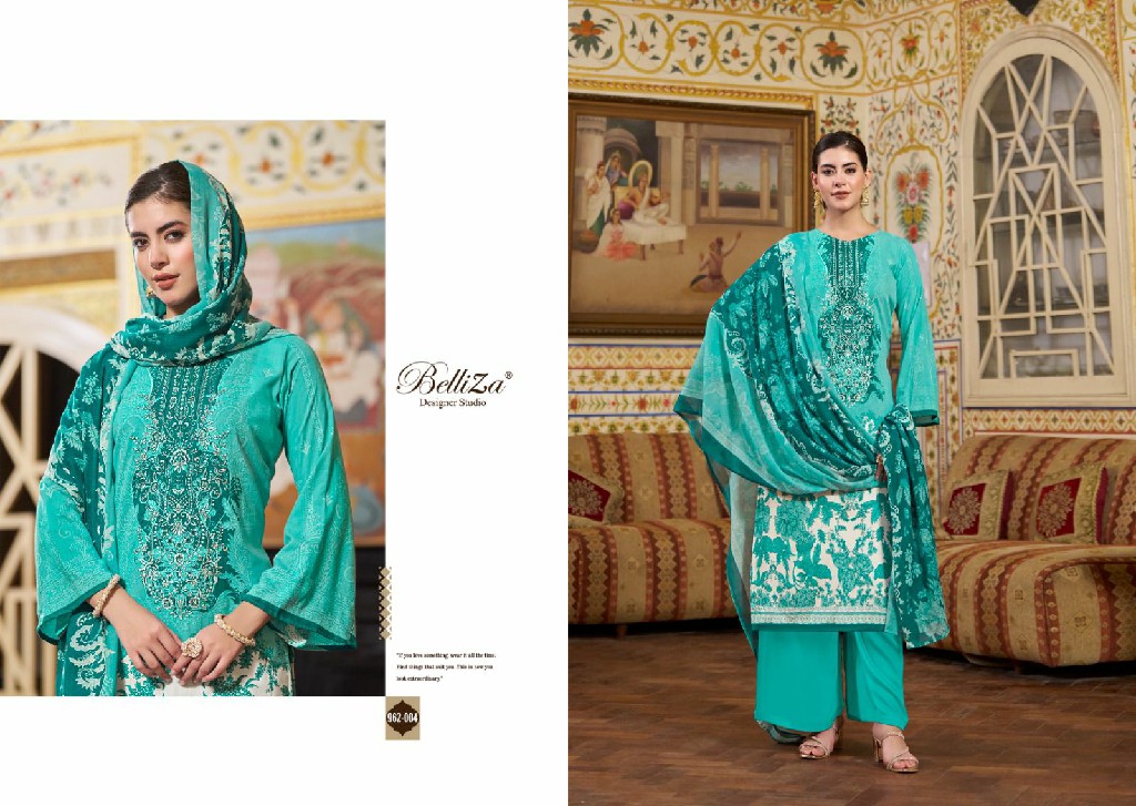 Belliza Riwayat Vol-4 Wholesale Pure Viscose Rayon With Self Embroidery Dress Material