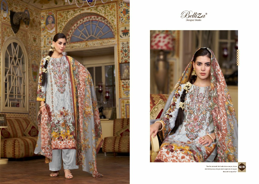 Belliza Riwayat Vol-4 Wholesale Pure Viscose Rayon With Self Embroidery Dress Material