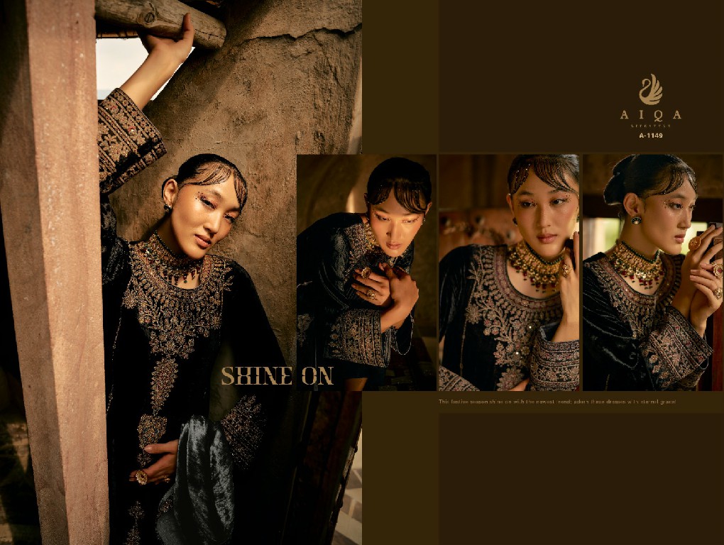 AIQA Shaina Wholesale Pure Velvet With Fancy Work Winter Collection