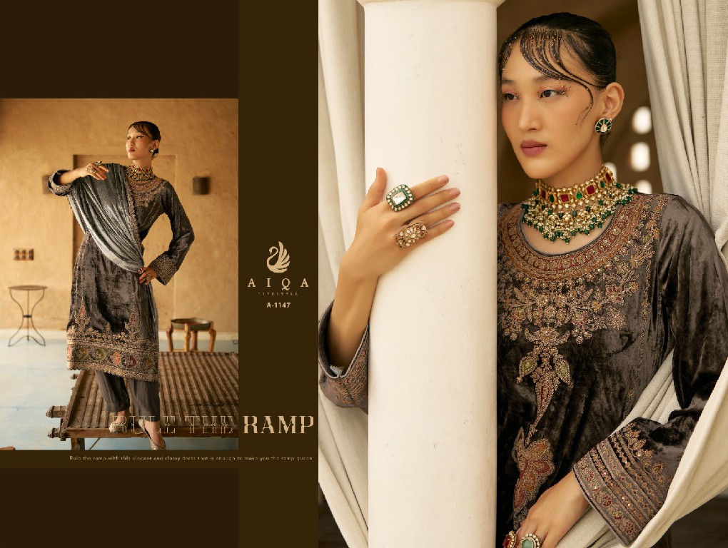AIQA Shaina Wholesale Pure Velvet With Fancy Work Winter Collection