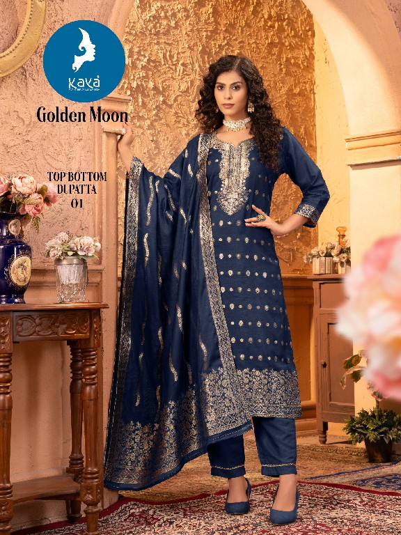 Kaya Golden Moon Wholesale 3 Piece Straight Cut With Handwork Readymade Suits