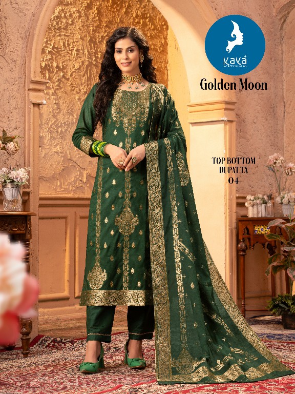 Kaya Golden Moon Wholesale 3 Piece Straight Cut With Handwork Readymade Suits