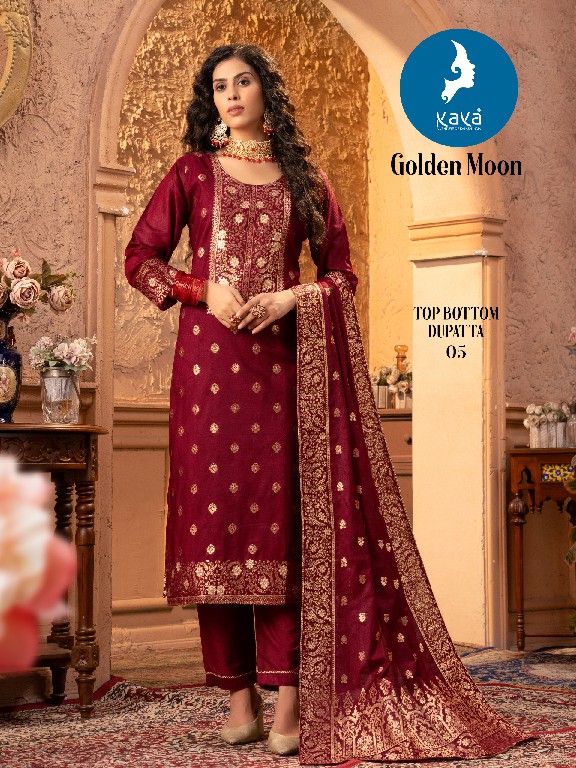 Kaya Golden Moon Wholesale 3 Piece Straight Cut With Handwork Readymade Suits