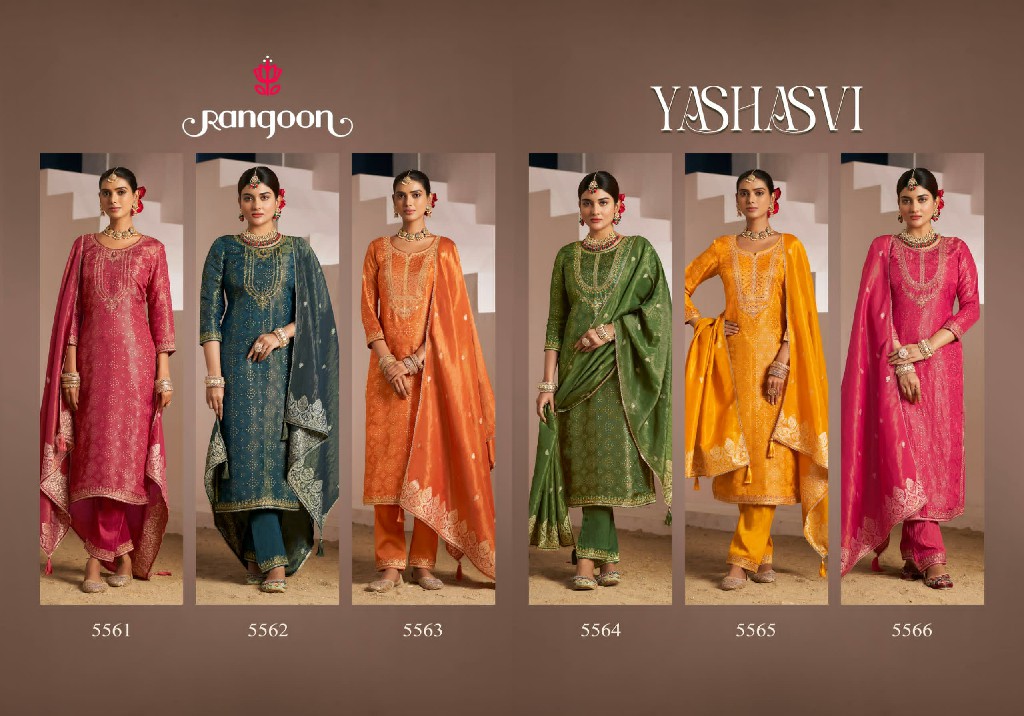 Rangoon Yashasvi Wholesale Pure Viscose Simmer Jacquard Readymade Suits