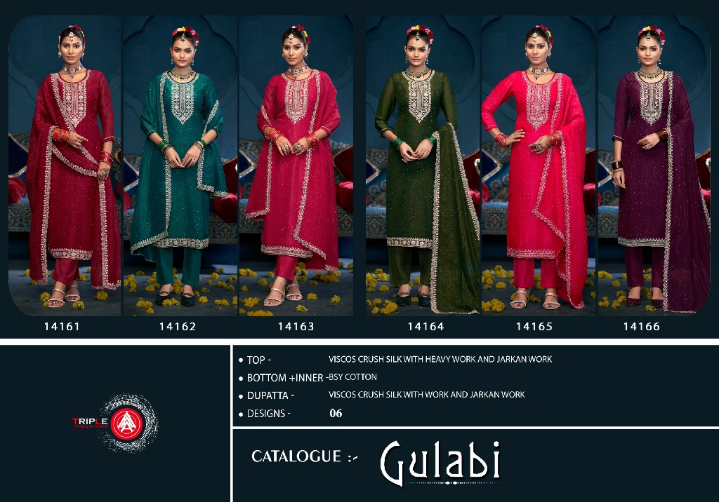 Triple AAA Gulabi Wholesale Viscose Crush Silk Dress Material