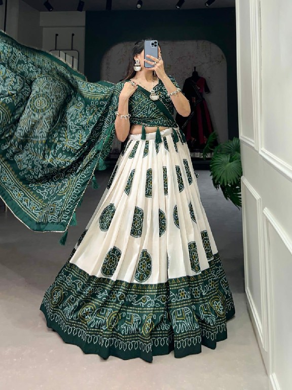 LNB 1129 Wholesale Tussar Lehenga Choli with Bandhej Print Lehengas