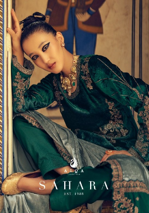 AIQA Sahara Wholesale Pure Velvet With Fancy Work Winter Suits