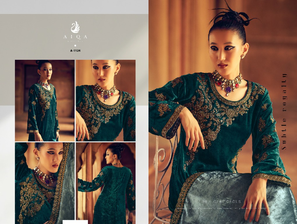 AIQA Sahara Wholesale Pure Velvet With Fancy Work Winter Suits