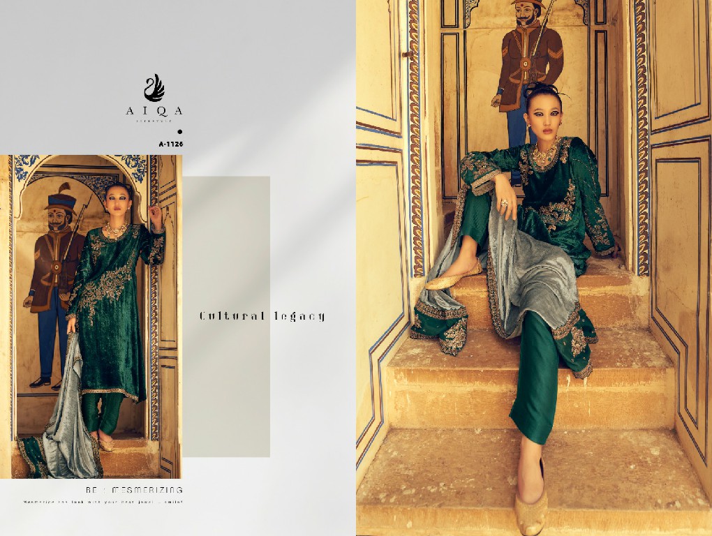 AIQA Sahara Wholesale Pure Velvet With Fancy Work Winter Suits