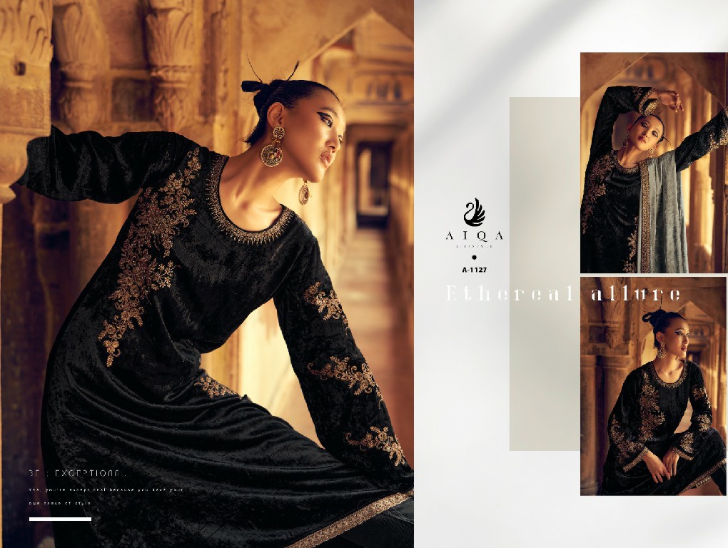 AIQA Sahara Wholesale Pure Velvet With Fancy Work Winter Suits