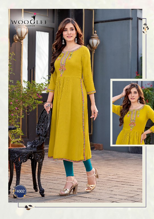 Wooglee Ananta Wholesale Wrinkle Rayon Long Kurtis