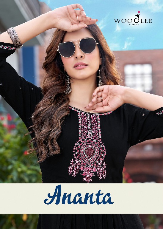 Wooglee Ananta Wholesale Wrinkle Rayon Long Kurtis