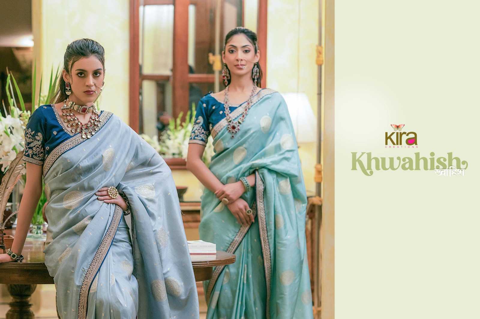 khwahish by kira 2501-2506 silk designer party wear saree for women