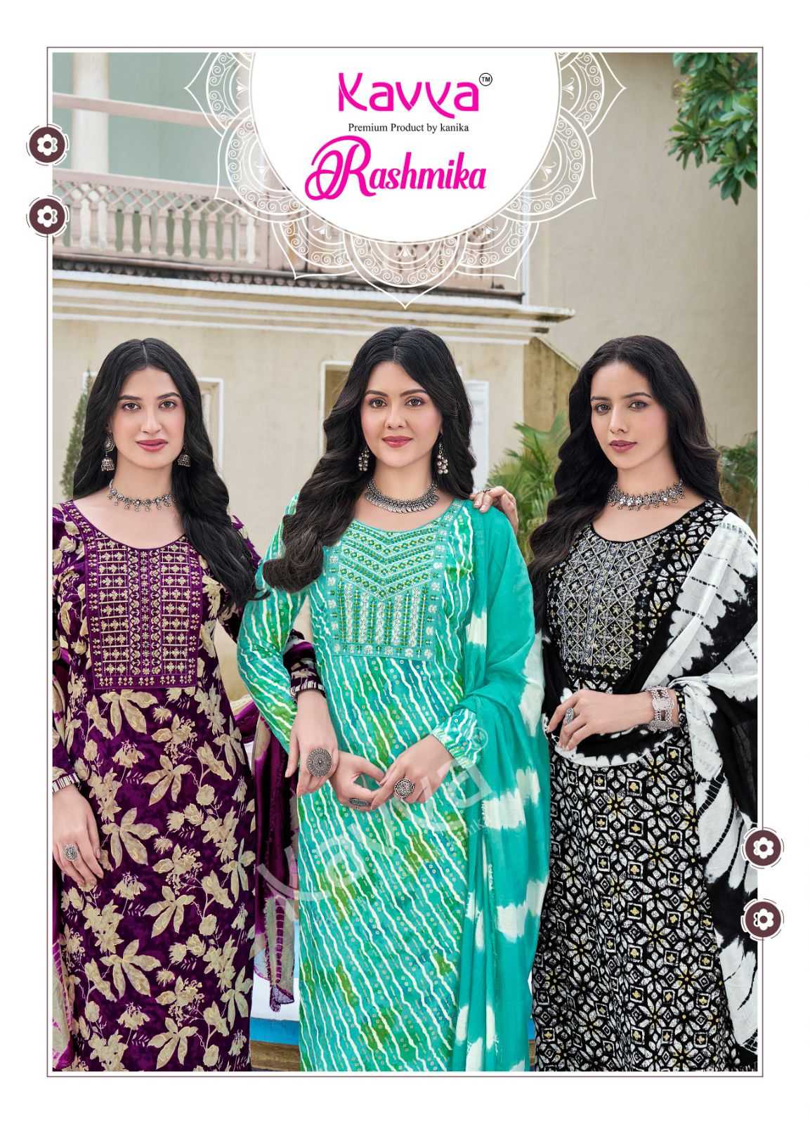 rashmika vol 3 by kavya readymade rayon print pretty look 3pcs dress