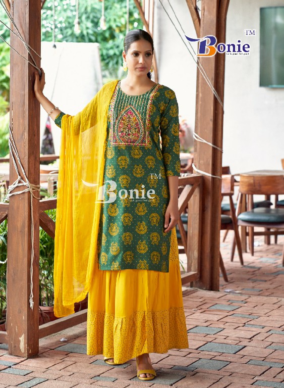 fiana vol 13 by bonie readymade rayon kurti skirt with dupatta