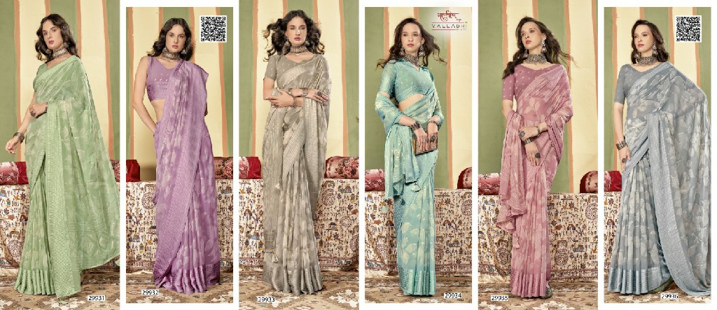 Vallabhi Camilla Wholesale Leaf Printed With Viscose Border Sarees