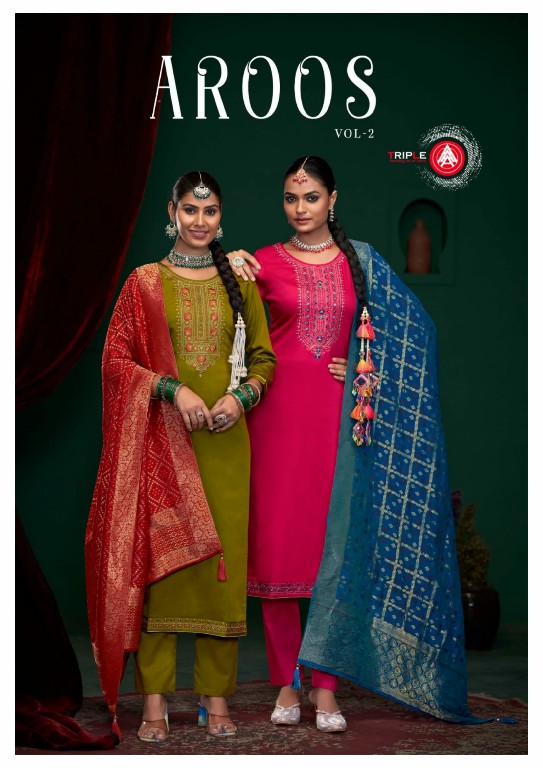 Triple AAA Aroos Vol-2 Wholesale Jam Silk Cotton With Work Dress Material