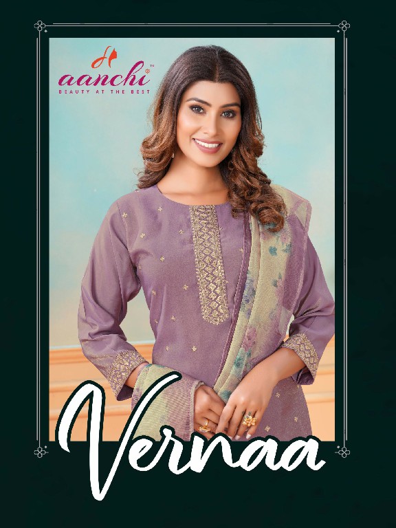 Aanchi Vernaa Wholesale Roman Shimmer Top With Pant And Dupatta