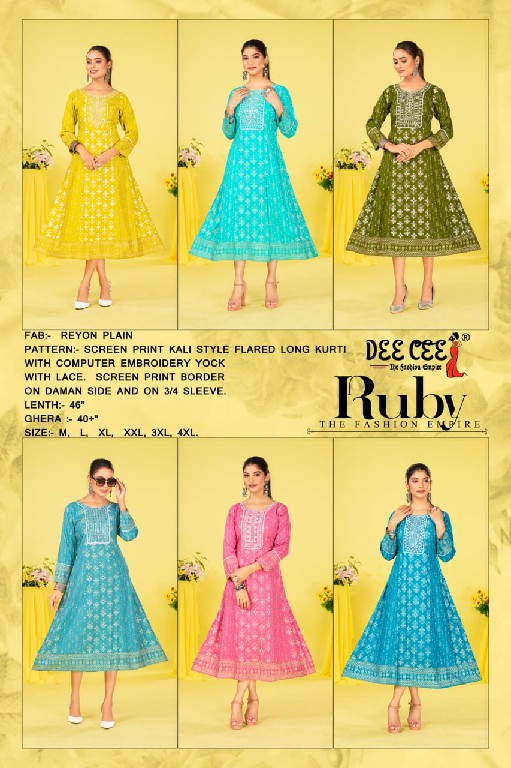 Dee Cee Ruby Wholesale Reyon Plain Ethnic Kurtis