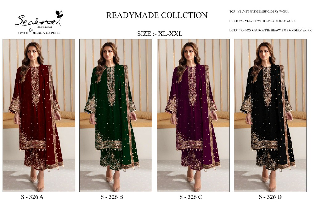 Serine S-326 Wholesale Velvet Readymade Indian Pakistani Salwar Suits